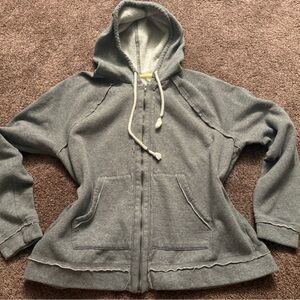 Gray Hooded Jacket with Pockets